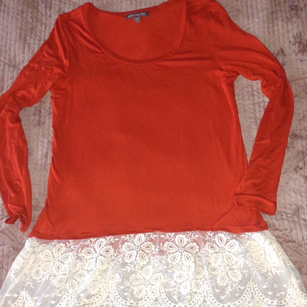 Kate & Mallory Lace bottom dress long sleeve size Large